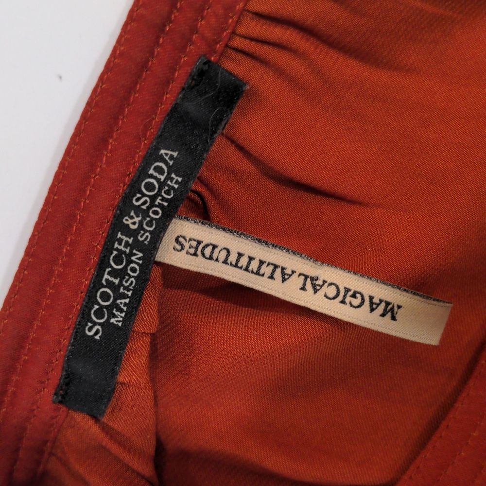Scotch and Soda Ruffle Blouse in Burnt Orange size Small - Picture 6 of 11